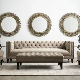Vogue Beige Velvet 3 Seater Sofa 
