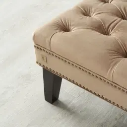 Vogue Beige Velvet Ottoman 