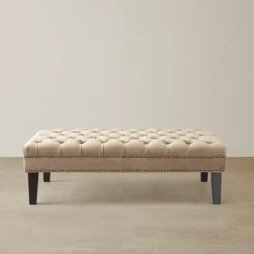 Vogue Beige Velvet Ottoman 