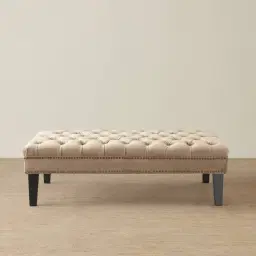 Vogue Beige Velvet Ottoman 
