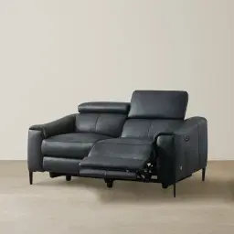 Bruce Black Leather 2-Seater Electric Recliner 