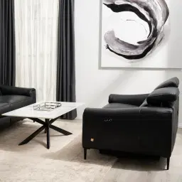 Bruce Black Leather 2-Seater Electric Recliner 