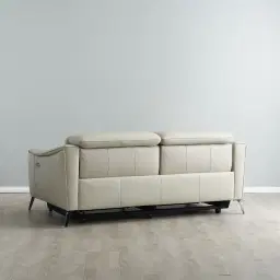 Carolina Cream Leather 2-Seater Electric Recliner 