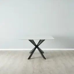 Lena White Sintered Stone Dining Table - Black Legs