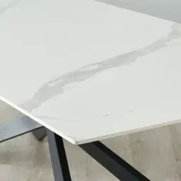 Lena White Sintered Stone Dining Table - Black Legs