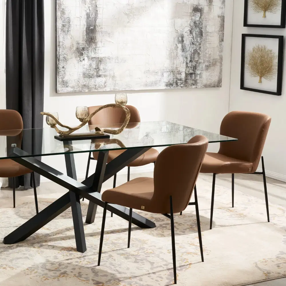 Lola Black Dining Table - Glass Top