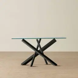 Lola Black Console Table - Glass Top