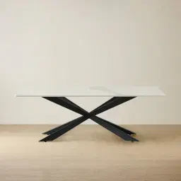 Lena White Sintered Stone Coffee Table - Black Legs