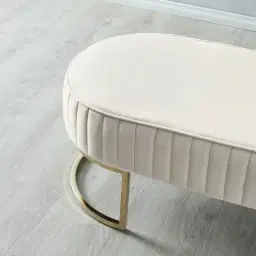Hilda II Cream Velvet Ottoman 