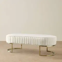 Hilda II Cream Velvet Ottoman 