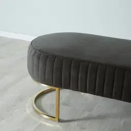 Hilda II Charcoal Velvet Ottoman 