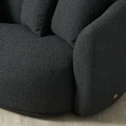 Everett Black Boucle 3-Seater Sofa