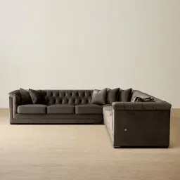 Audrey Mushroom Velvet Corner Sofa