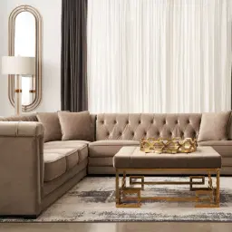 Audrey Mushroom Velvet Corner Sofa