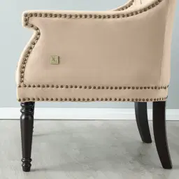 Deco Beige Velvet Armchair