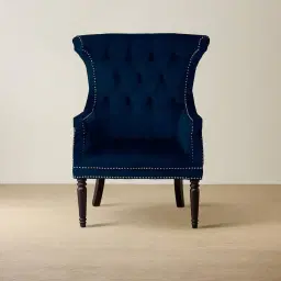 Deco Navy Blue Velvet Armchair