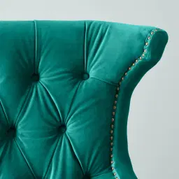 Deco Peacock Blue Velvet Armchair