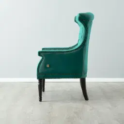 Deco Peacock Blue Velvet Armchair