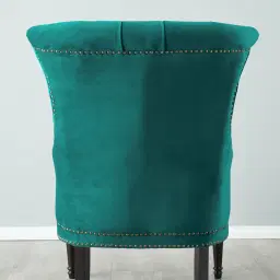 Deco Peacock Blue Velvet Armchair