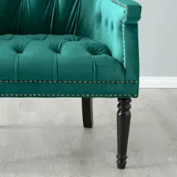 Deco Peacock Blue Velvet Armchair