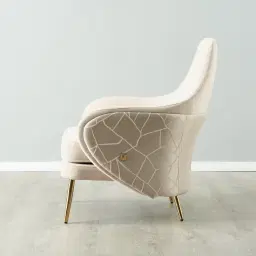 Anya Cream Velvet with Back Pattern Occasional Chair