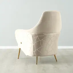 Anya Cream Velvet with Back Pattern Occasional Chair