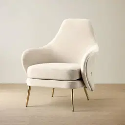 Anya Cream Velvet with Back Pattern Occasional Chair