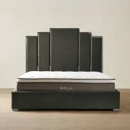 Jacques Charcoal Velvet King Bed - Black Nickel Frame