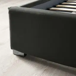 Jacques Charcoal Velvet Queen Bed - Black Nickel Frame