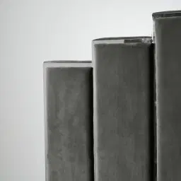 Jacques Charcoal Velvet Queen Bed - Black Nickel Frame