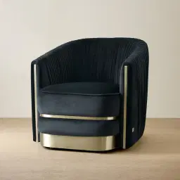 Crown Midnight Black Velvet Occasional Chair