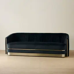 Crown Midnight Black Velvet 3-Seater Sofa