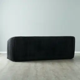 Crown Midnight Black Velvet 3-Seater Sofa