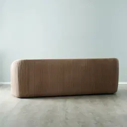 Crown Beige Velvet 3-Seater Sofa