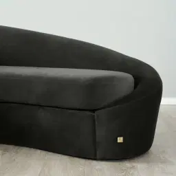 Maddie Curved Charcoal Velvet 3-Seater Sofa