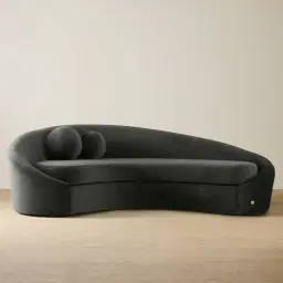 Maddie Curved Charcoal Velvet 3-Seater Sofa