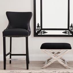 Camille II Beige Vegan Leather Bar Stool