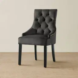 Saxon Charcoal Velvet Dining Chair 