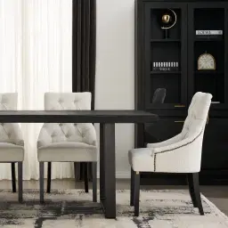 Saxon Beige Velvet Dining Chair  