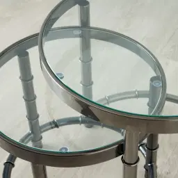 Balmoral II Black Nickel Round Nested Side Tables