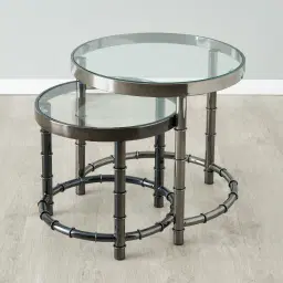 Balmoral II Black Nickel Round Nested Side Tables