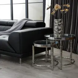 Balmoral II Black Nickel Round Nested Side Tables