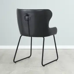Quinn Black Vegan Leather Dining Chair - Black Legs