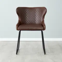 Quinn Brown Vegan Leather Dining Chair - Black legs