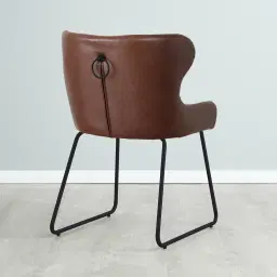 Quinn Brown Vegan Leather Dining Chair - Black legs