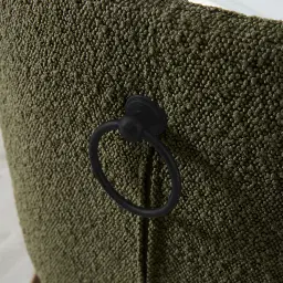 Quinn Olive Green Boucle Dining Chair - Black Legs