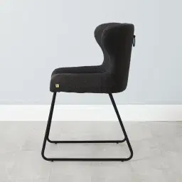 Quinn Charcoal Boucle Dining Chair - Black Legs