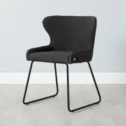 Quinn Charcoal Boucle Dining Chair - Black Legs