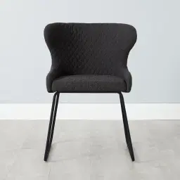 Quinn Charcoal Boucle Dining Chair - Black Legs