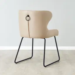 Quinn Sand Beige Vegan Leather Dining Chair - Black Legs